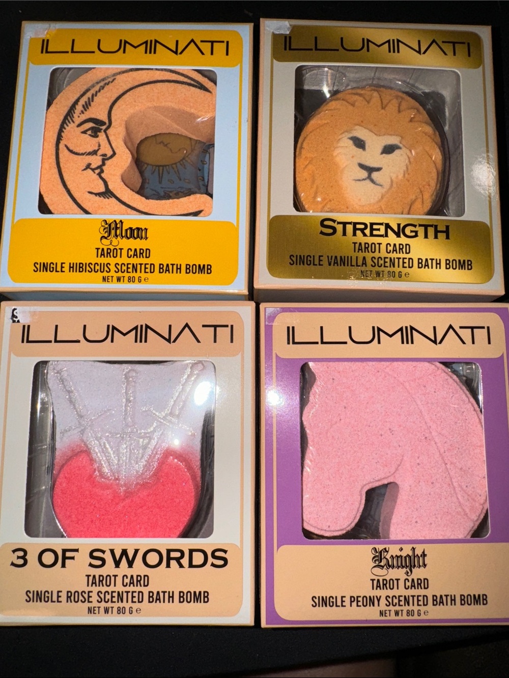 4 Illuminati Tarot Card Bath Bombs - Assorted Colors 1 of each shown
